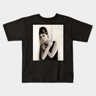 Audrey Hepburn Cigarette Photo Kids T-Shirt